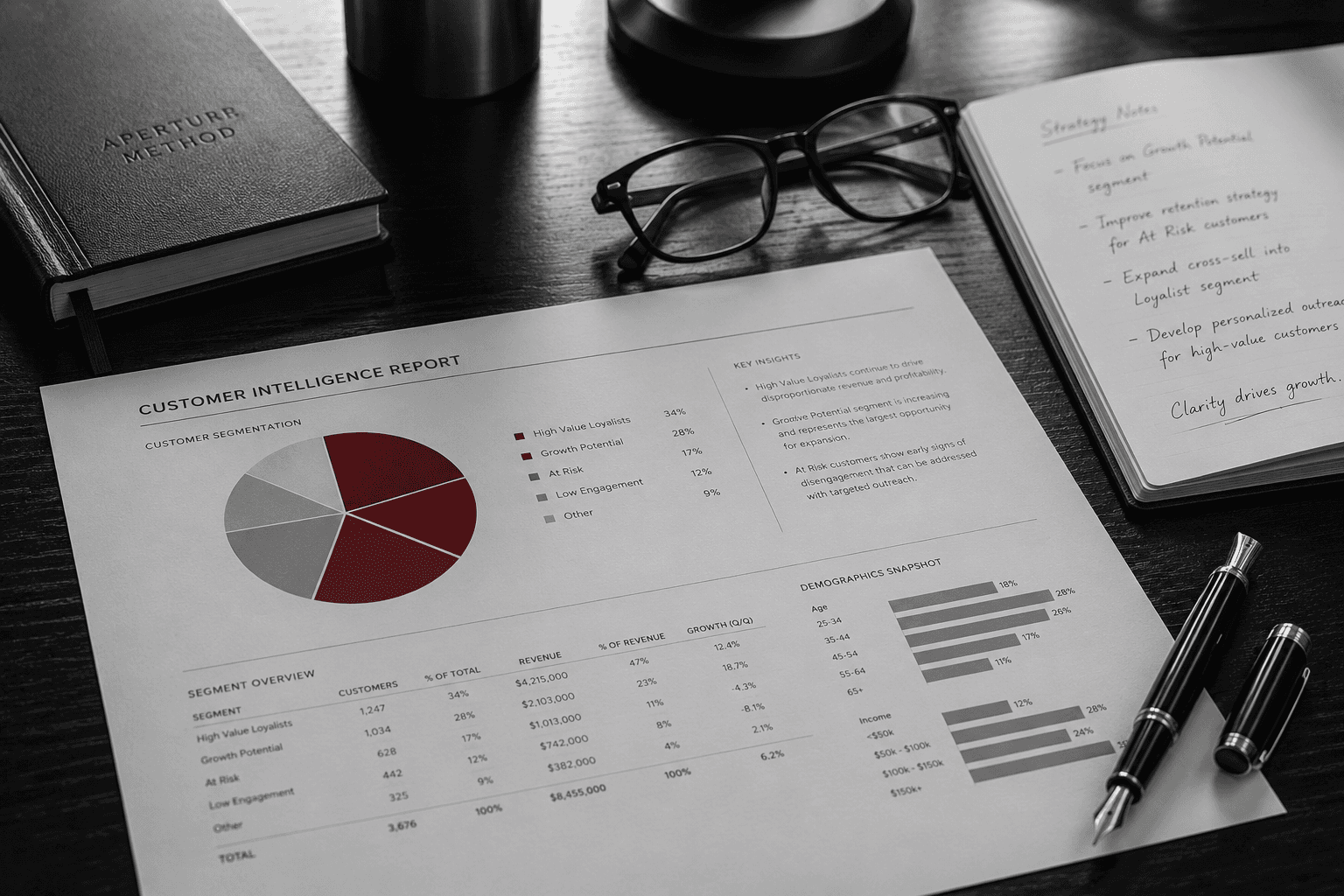 Fenwick How reviewing analytics at his desk